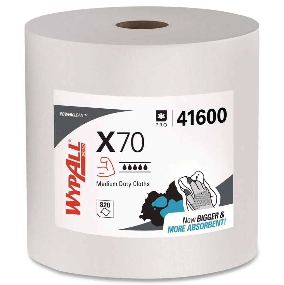 WypAll X70 12-1/2 in. x 12-2/5 in. Cloths - White, Jumbo (870 Towels/Roll)