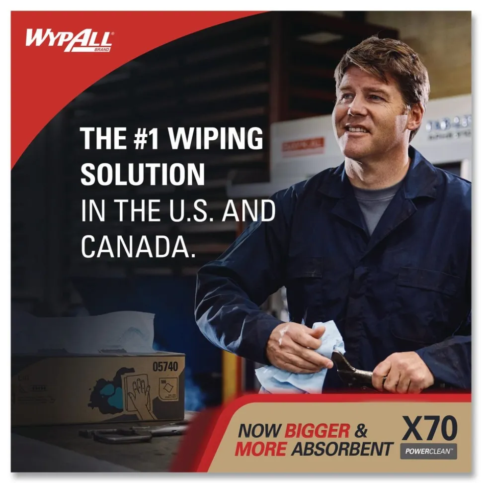 WypAll X70 12-1/2 in. x 12-2/5 in. Cloths - White, Jumbo (870 Towels/Roll)