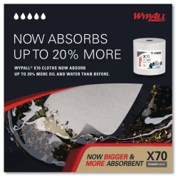 WypAll X70 12-1/2 in. x 12-2/5 in. Cloths - White, Jumbo (870 Towels/Roll)