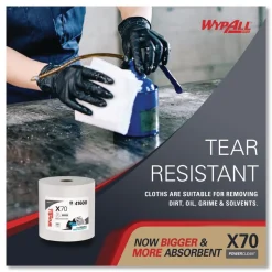 WypAll X70 12-1/2 in. x 12-2/5 in. Cloths - White, Jumbo (870 Towels/Roll)