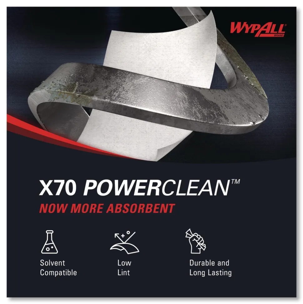 WypAll X70 12-1/2 in. x 12-2/5 in. Cloths - White, Jumbo (870 Towels/Roll)