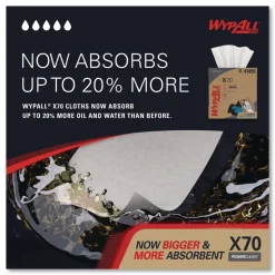 WypAll X70 9-1/10 in. x 16-4/5 in. Cloths - White (100/Box 10 Boxes/Carton)