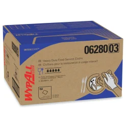 WypAll X80 12 in. x 23.4 in. Kimfresh Antimicrobial Hydroknit Foodservice Towel - Unscented, White/Blue Stripe (150/Carton)