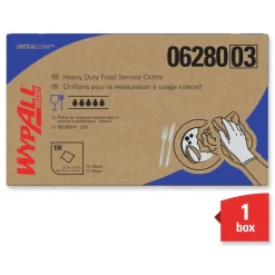 WypAll X80 12 in. x 23.4 in. Kimfresh Antimicrobial Hydroknit Foodservice Towel - Unscented, White/Blue Stripe (150/Carton)