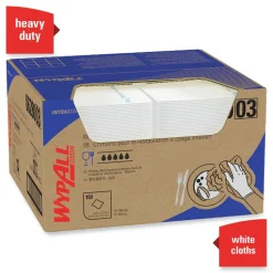 WypAll X80 12 in. x 23.4 in. Kimfresh Antimicrobial Hydroknit Foodservice Towel - Unscented, White/Blue Stripe (150/Carton)