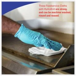 WypAll X80 12 in. x 23.4 in. Kimfresh Antimicrobial Hydroknit Foodservice Towel - Unscented, White/Blue Stripe (150/Carton)