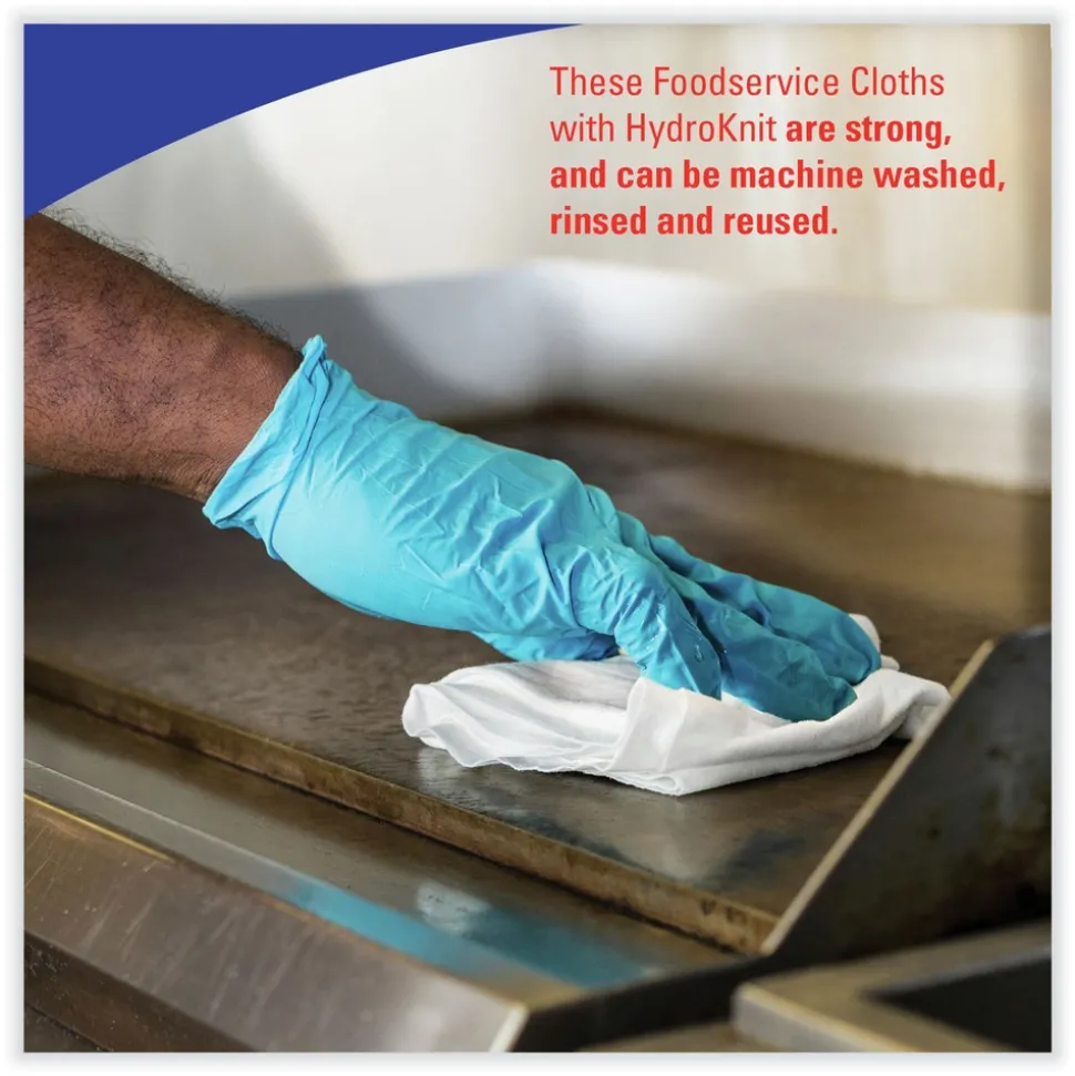 WypAll X80 12 in. x 23.4 in. Kimfresh Antimicrobial Hydroknit Foodservice Towel - Unscented, White/Blue Stripe (150/Carton)