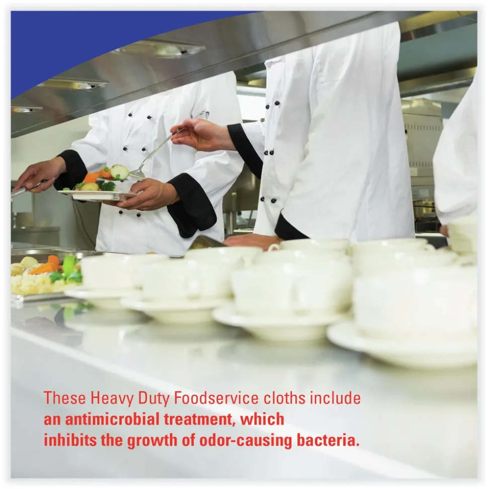 WypAll X80 12 in. x 23.4 in. Kimfresh Antimicrobial Hydroknit Foodservice Towel - Unscented, White/Blue Stripe (150/Carton)