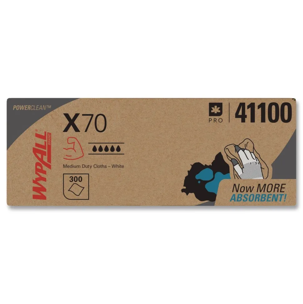 WypAll X70 Flat Sheet 14.9 in. x 16.6 in. Cloths - White (300/Carton)