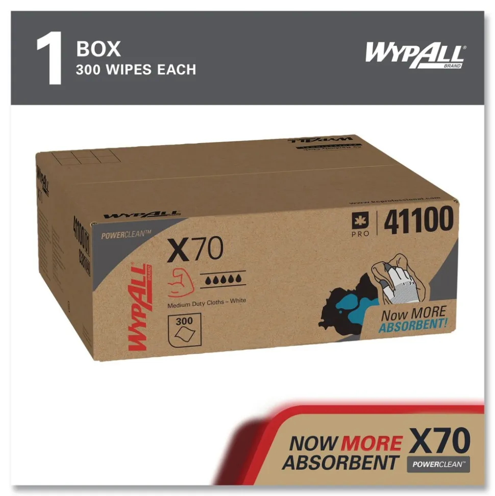 WypAll X70 Flat Sheet 14.9 in. x 16.6 in. Cloths - White (300/Carton)