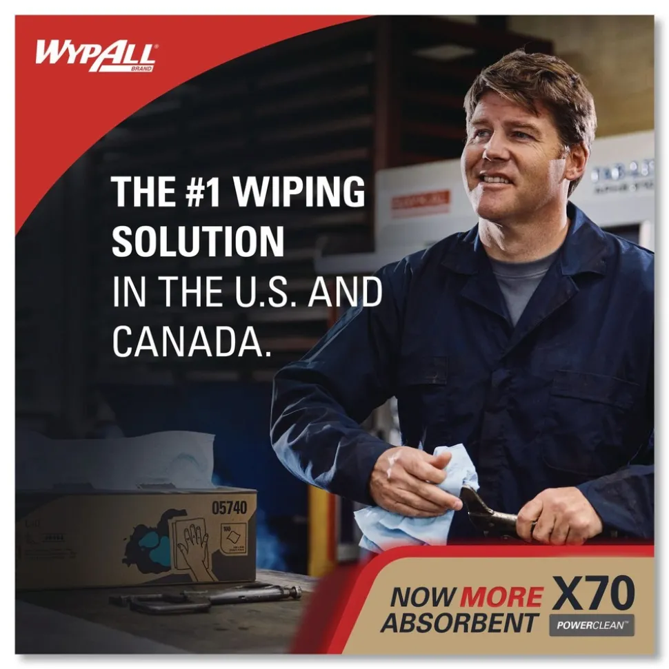 WypAll X70 Flat Sheet 14.9 in. x 16.6 in. Cloths - White (300/Carton)