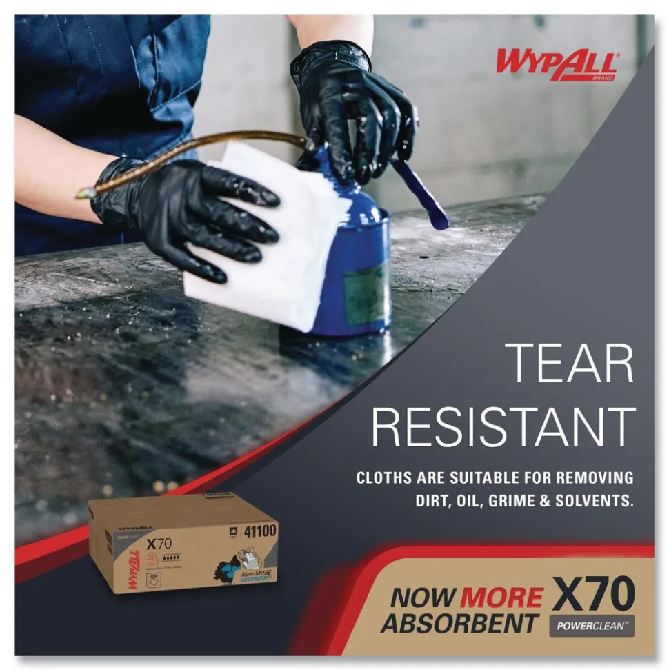 WypAll X70 Flat Sheet 14.9 in. x 16.6 in. Cloths - White (300/Carton)