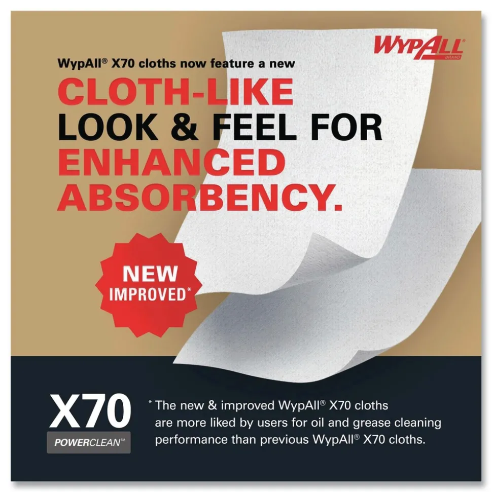 WypAll X70 1/4-Fold 12-1/2 in. x 12 in. Cloths - White (76/Pack 12 Packs/Carton)