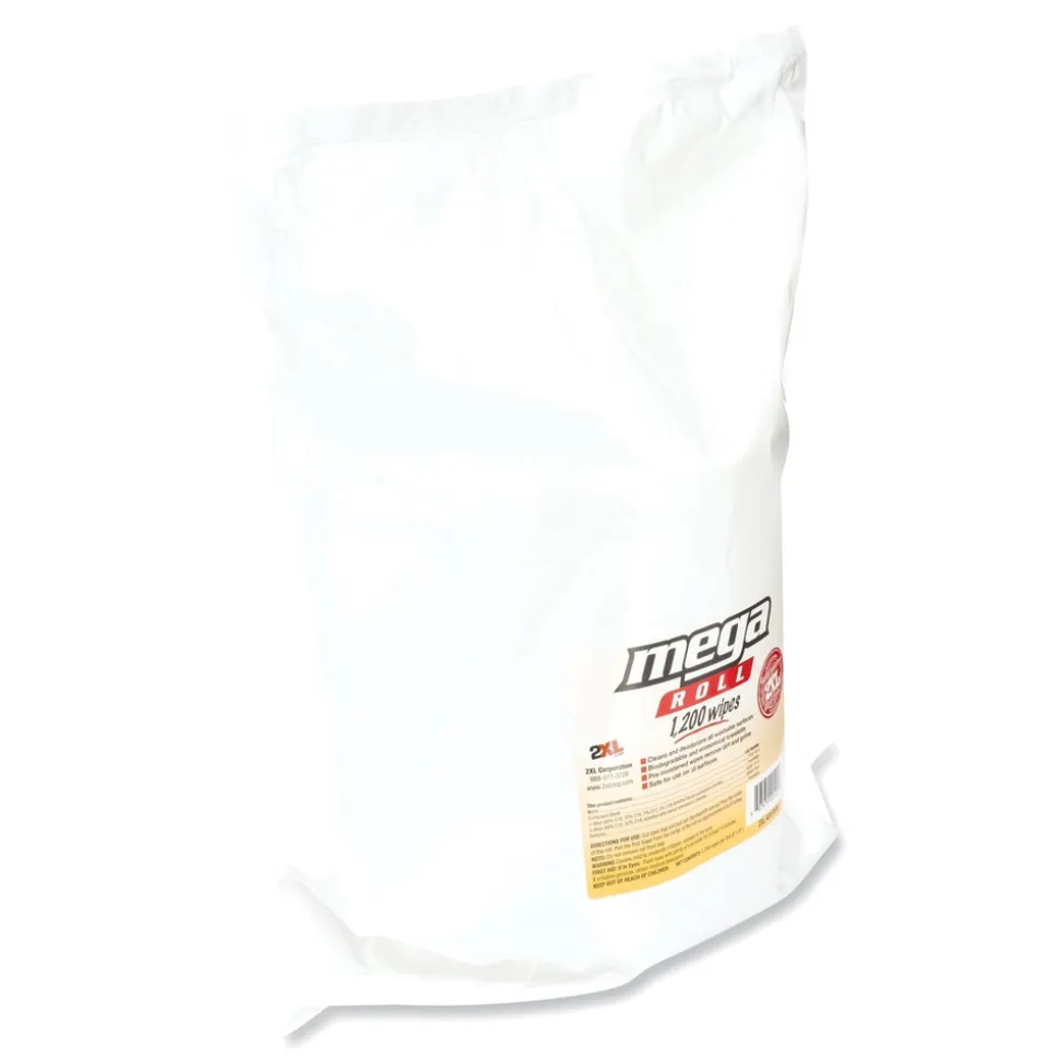 2XL 8 x 8 Gym Wipes Mega Roll Refill - Unscented/White (2/Carton)