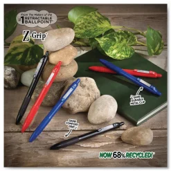 Zebra 20630 Z-Grip Medium 1 mm Recycled Retractable Ballpoint Pen - Red Ink/Red Barrel (1-Dozen)