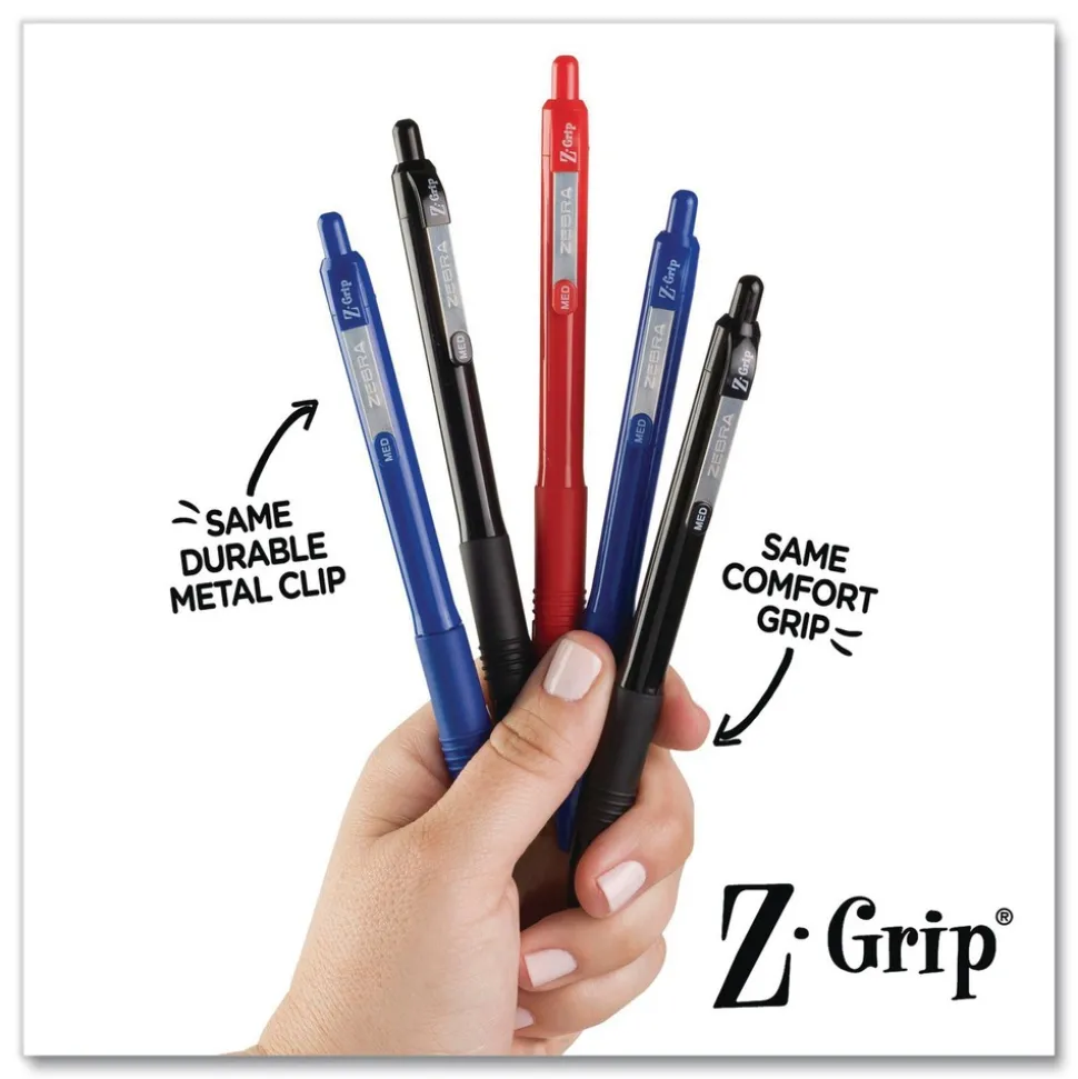 Zebra 20620 Z-Grip Medium 1 mm Recycled Retractable Ballpoint Pen - Blue Ink/Blue Barrel (1-Dozen)
