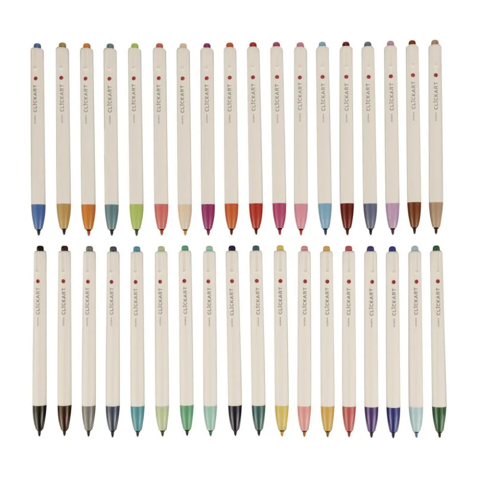 Zebra ClickArt Fine 0.6 millimeter Retractable Porous Point Pen - Assorted Ink/White Barrel (36/Pack)