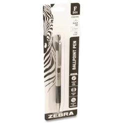 Zebra F-301 Ballpoint Pen, Retractable, Fine 0.7 mm, Black Ink, Stainless Steel/Black Barrel