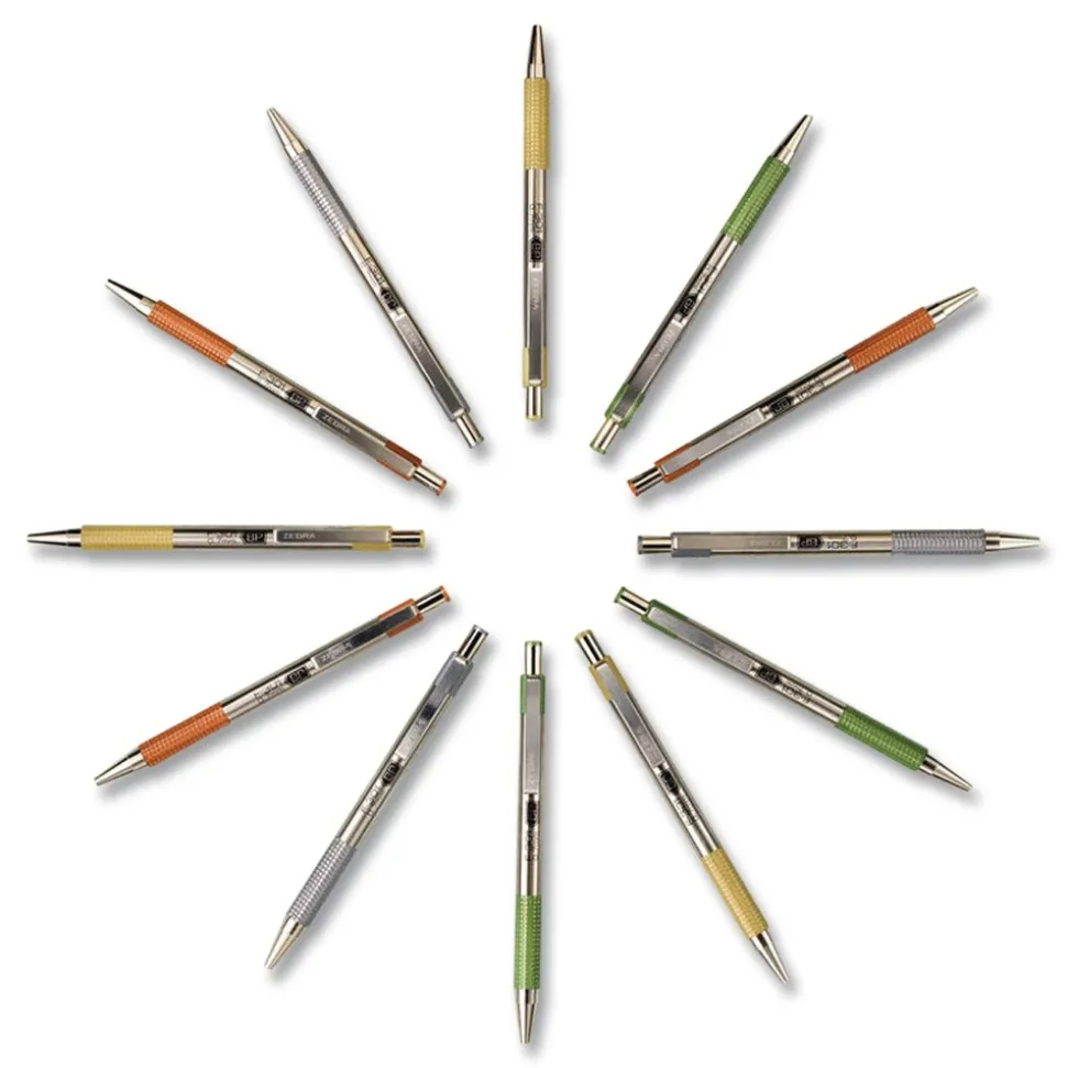 Zebra F-301 Signature Series Fine 0.7 mm. Retractable Ballpoint Pen - Black Ink/Assorted Earthy Tones Barrel (4/Pack)