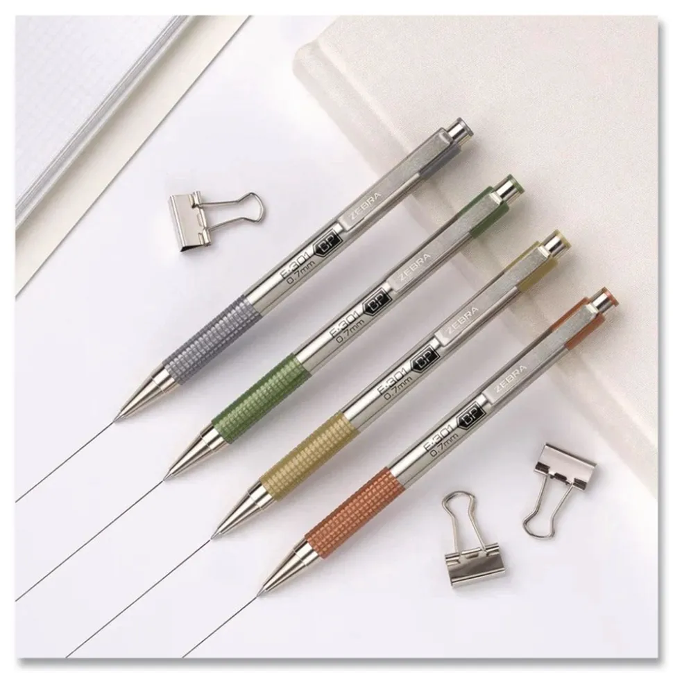 Zebra F-301 Signature Series Fine 0.7 mm. Retractable Ballpoint Pen - Black Ink/Assorted Earthy Tones Barrel (4/Pack)
