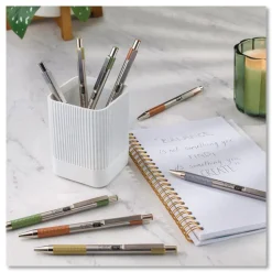 Zebra F-301 Signature Series Fine 0.7 mm. Retractable Ballpoint Pen - Black Ink/Assorted Earthy Tones Barrel (4/Pack)