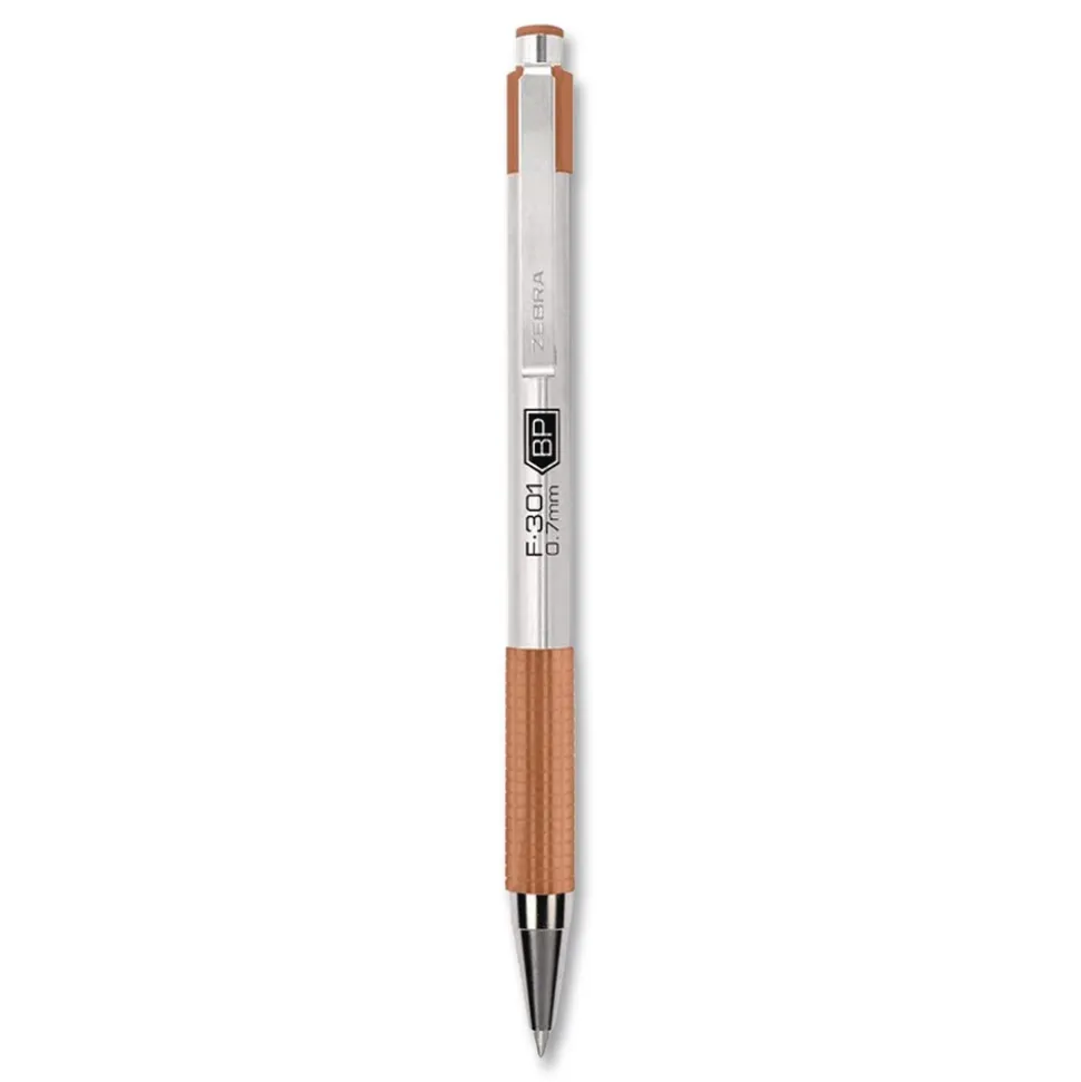 Zebra F-301 Signature Series Earthy Tones Fine 0.7 mm. Retractable Ballpoint Pen - Black Ink/Terracotta Barrel (4/Pack)