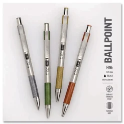 Zebra F-301 Signature Series Earthy Tones Fine 0.7 mm. Retractable Ballpoint Pen - Black Ink/Terracotta Barrel (4/Pack)
