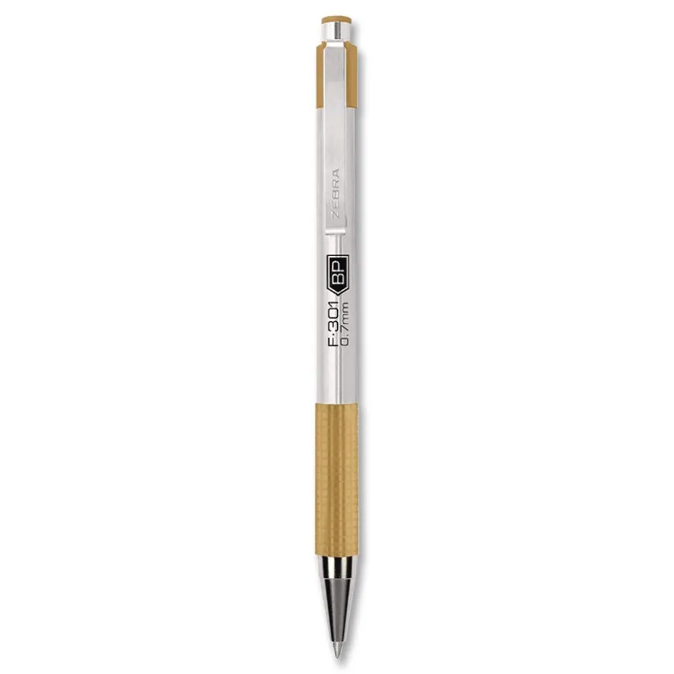 Zebra F-301 Signature Series Earthy Tones Fine 0.7 mm. Retractable Ballpoint Pen - Black Ink/Sandstone Barrel (4/Pack)