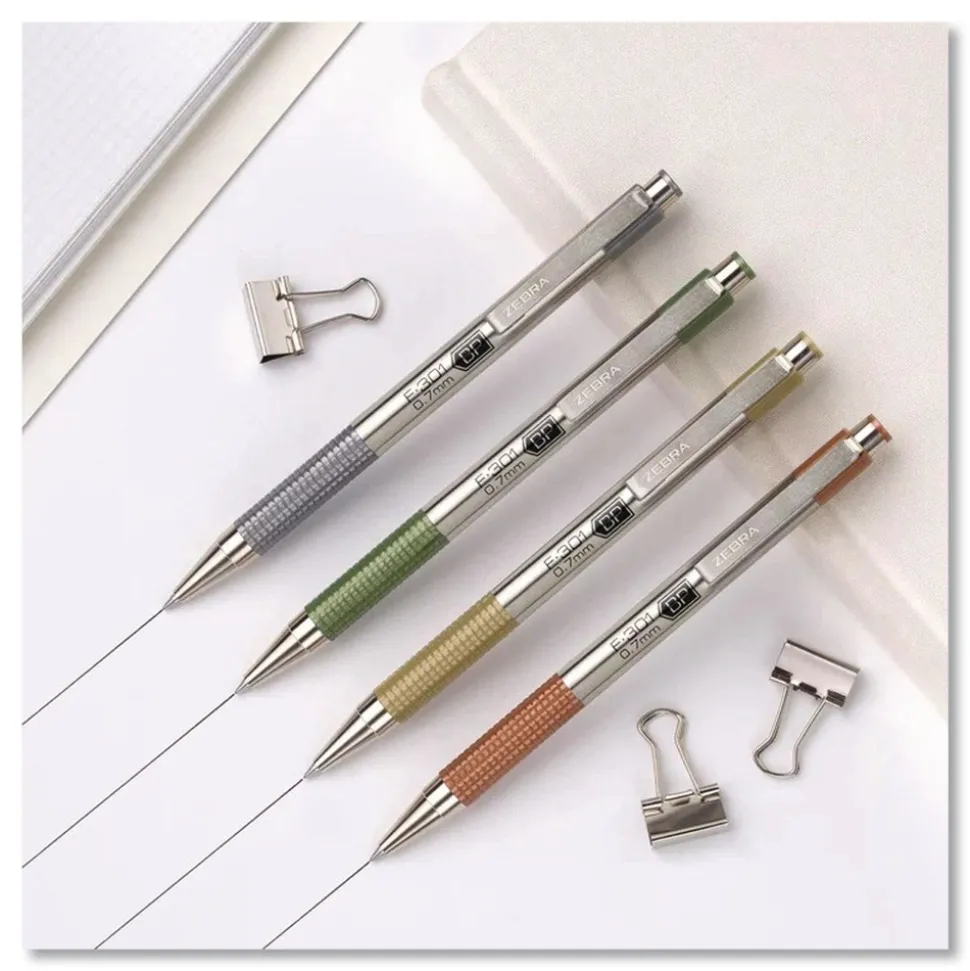 Zebra F-301 Signature Series Earthy Tones Fine 0.7 mm. Retractable Ballpoint Pen - Black Ink/Sandstone Barrel (4/Pack)