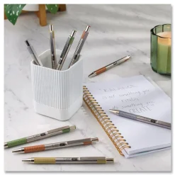 Zebra F-301 Signature Series Earthy Tones Fine 0.7 mm. Retractable Ballpoint Pen - Black Ink/Pewter Barrel (4/Pack)