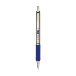 Zebra Fine 0.7 mm F-402 Retractable Ballpoint Pen - Blue Ink/Stainless Steel/Blue Barrel (2/Pack)