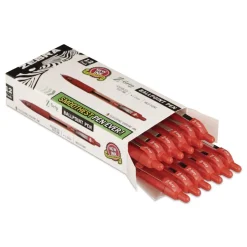 Zebra Z-Grip Ballpoint Pen, Retractable, Medium 1 mm, Red Ink, Red/Clear Barrel, Dozen