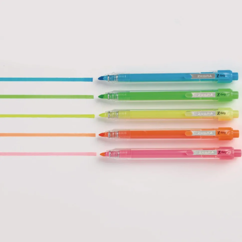 Zebra Z-Grip Chisel Tip Retractable Highlighter Markers - Assorted Neon (1-Dozen)
