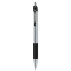 Zebra Z-Grip Medium 1 millimeter Retractable Metal Ballpoint Pen - Black Ink/Silver/Black Barrel (1-Dozen)