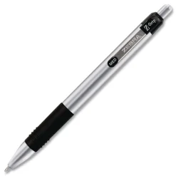Zebra Z-Grip Medium 1 millimeter Retractable Metal Ballpoint Pen - Black Ink/Silver/Black Barrel (1-Dozen)
