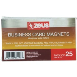 ZEUS 2 in. x 3.5 in. Adhesive Coated Business Card Magnets - White (25/Pack)